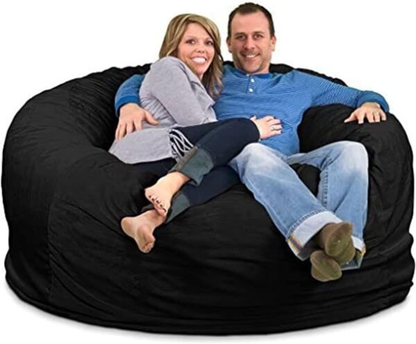 ULTIMATE SACK 6ft Bean Bag Chair, Oversize Bean Bag Chair for Adults, Comfy Chair Bean Bag Couch Lounge Sofa Loveseat Furniture | Black Suede