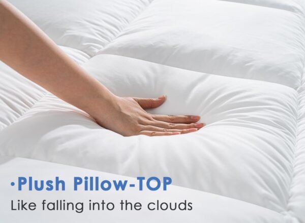 Marine Moon Mattress Topper Queen, Cooling Pillow Top Mattress Topper, Extra Thick Plush Mattress Pad Cover, Overfilled with 7D Down Alternative, Relief Back Pain, Soften Hard Mattress, 80'' x 60'' - Image 3