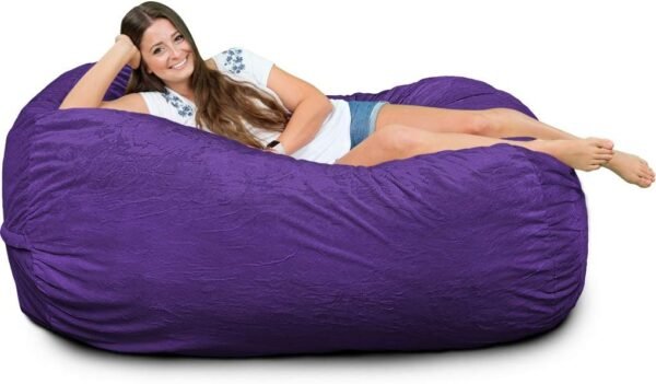 ULTIMATE SACK Lounger Bean Bag Chair, Oversize Bean Bag Chair for Adults, Comfy Chair Bean Bag Couch Lounge Sofa Loveseat Furniture | Purple Suede