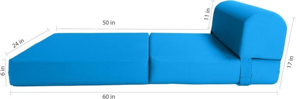 D&D Futon Furniture Sleeper Chair Folding Bed, Studio Sofa Guest Folded Mattress, High Density Foam (70 x 24 x 6, Turquoise) - Image 4