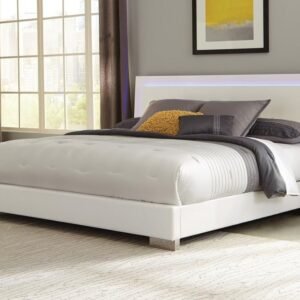 Coaster Home Furnishings 203500KW Platform Bed, 75.5″ W x 91.5″ D x 48.5″ H, Glossy White