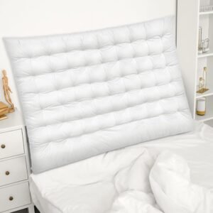 College Dorm Headboard Velvet Ultra Thick Tufted Headboard Cushion with Wall Hooks for College Dorm Decor, 39.25″ x 34″ x 3.15″