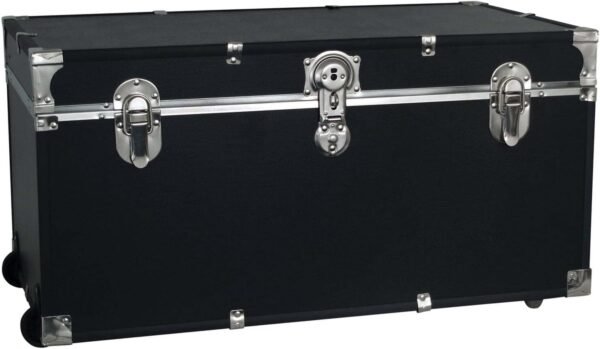 Rustic Romance 31" Storage Trunk with Wheels & Lock, Lockable, Latch Closure Type, Black, 31"