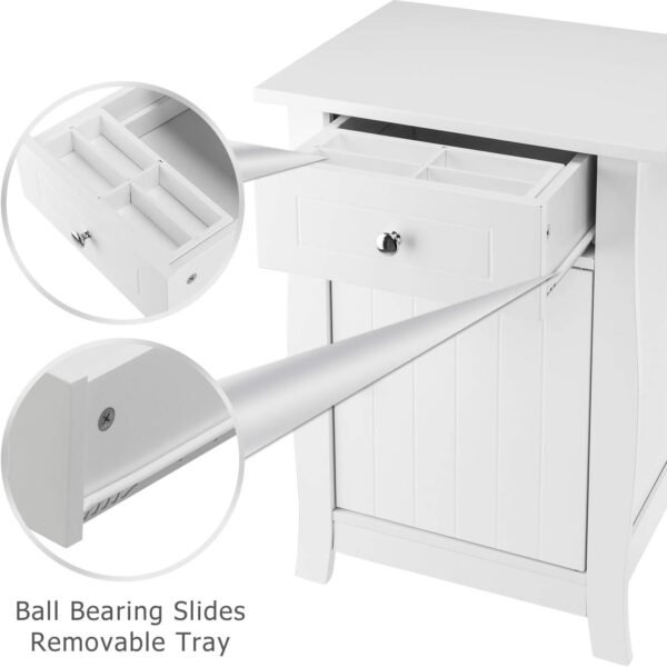 Grey Nightstand Set of 2, Farmhouse End Side Table Set of 2 Bedside Nightstands Chest with Drawers Small Night Stand with 2 Drawer and Solid Wood Legs for Bedroom (Type4-white 1drawer) - Image 6