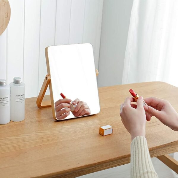 ZOROSY Desk Makeup Mirrors with Wood - Rectangle Wall-Mounted Mirrors Table Mirrors for Living Room Bedroom Birthday Gifts - Image 6