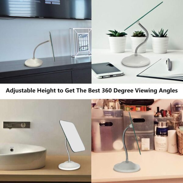 YEAKE Adjustable Flexible Gooseneck Makeup Mirror,360°Rotation Folding Portable Desk Vanity Mirror with Stand Shower Shaving Cosmetic Mirror Square Large - Image 4