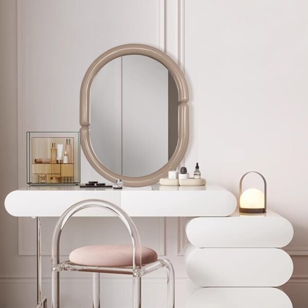 Arch Mirror Bathroom Vanity Wall Mirror with Wood Frame Pop Bagel Shaped Wall Mirror (Light Brown, 32"x24") - Image 7