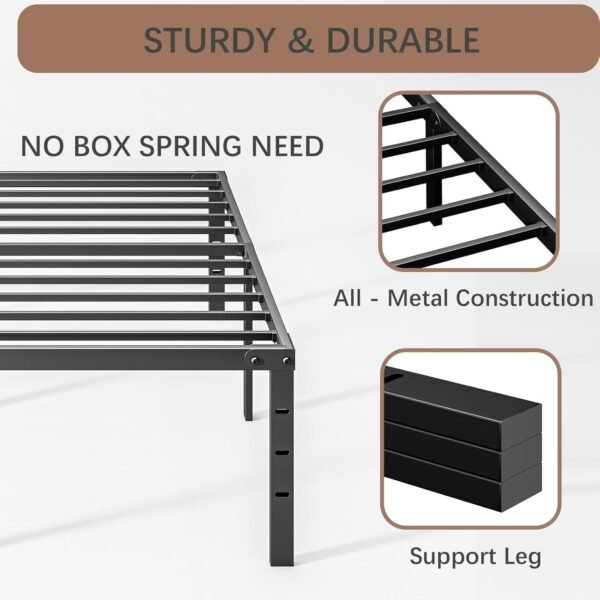 20 Inch Twin Bed Frame No Box Spring Needed, Heavy Duty Tall Metal Twin Platform Bed Frames with Large Storage Space, Easy Assembly Strong Bearing Capacity, Noise Free - Image 7