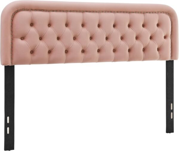 Tufted Upholstered King Size Headboard,Button Solid Wood HeadBoards with Adjustable Height,Modern Performance Velvet Bed Head Boards,Easy Install&Nailhead Decor-Pink - Image 5