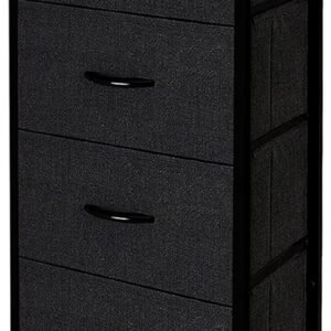 AZL1 Life Concept 4 Drawers Black Fabric Dresser Storage Tower, Organizer Unit for Bedroom, Closet, Entryway, Hallway