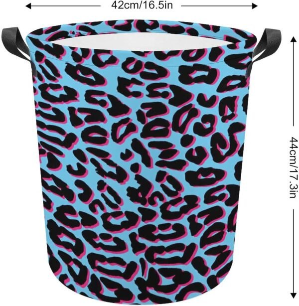 Laundry Hamper Storage Bins Collapsible Blue Pink Leopard Basket for Dirty Clothes Kids Nursery Decor Toys Organizer Bathroom Bedroom College Dorm - Image 2