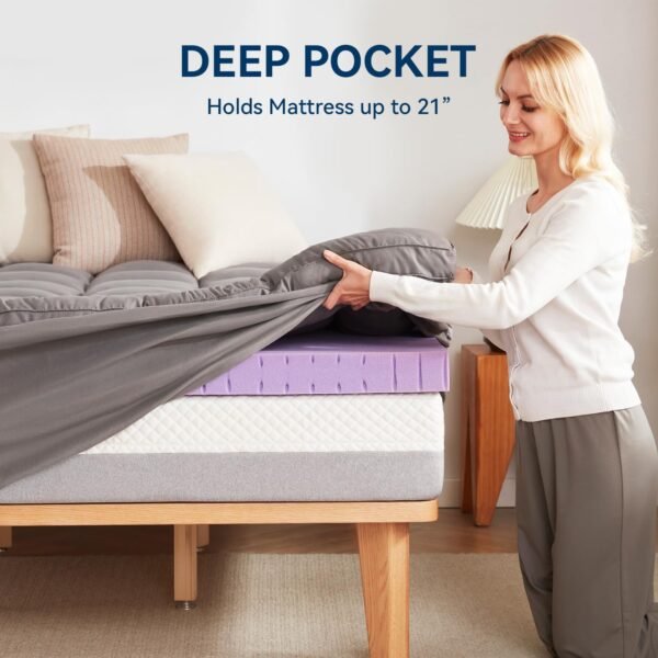 BDEUS Dual Layer 4 Inch Memory Foam Mattress Topper Twin Size, 2 Inch Gel Memory Foam Plus 2 Inch Down Alternative Quilted Pillow Top Mattress Pad Cover,Black - Image 6