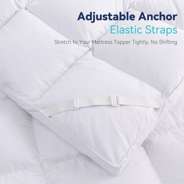 3 Inch White Goose Feather Mattress Topper,Twin Feather Bed Topper,Mattress Cover with Straps,Ultra Soft Pillowtop,100% Organic Cotton Fabric(39”x75”) - Image 8