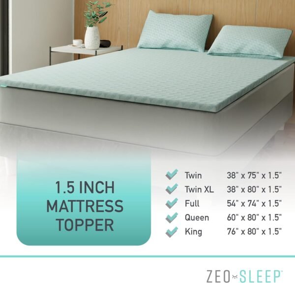 1.5-inch Mattress Topper - Twin XL Size Memory Foam Mattress Topper - Balanced Support Mattress Topper for Back Discomfort 80 x 38 x 1.5 inches - Image 3