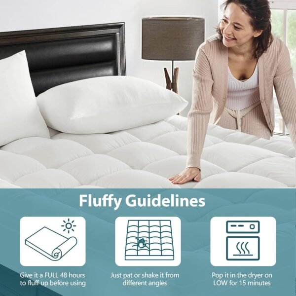CYMULA Twin XL Mattress Topper - Soft Cooling Mattress Pad for College Dorm Room Essentials - Extra Thick Long Protector Cover for Back Pain, Single Bed Topper Pillow Top with 8''-21'' Deep Pocket - Image 5