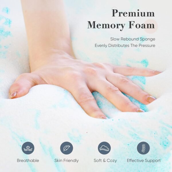DUMOS 2 Inch Gel Memory Foam Mattress Topper Twin - Cooling, Breathable Blue - Image 2