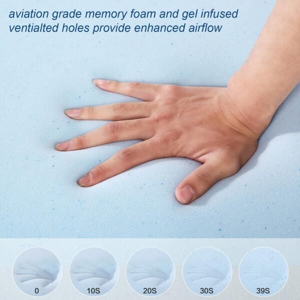 EDILLY 3 Inch Cooling Gel Memory Foam Mattress Topper Twin XL Size, Removable Soft Cover, Comfort Body Support & Pressure Relief - Image 2