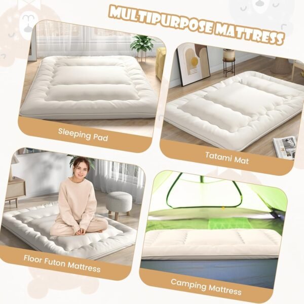 Giantex Japanese Floor Mattress Futon Mattress, Roll Up Mattress Tatami Mat with Washable Cover and Carry Bag, Foldable & Portable Sleeping Pad for Dormitory Camping, Floor Lounger Bed, Queen - Image 5