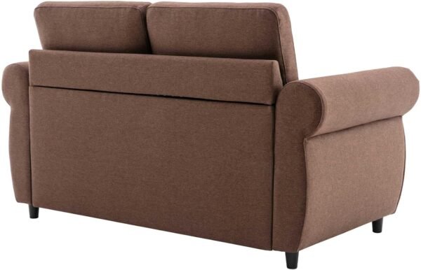 P PURLOVE Sleeper Sofa Bed, Pull Out Sofa Bed Loveseat Sleeper with Twin Size Memory Mattress, Modern Linen Couch Bed Chairs for Living Room, Bedroom and Small Space (Brown) - Image 8