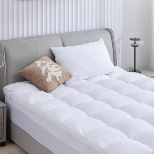 BDEUS Twin Mattress Topper, 1450 GSM Plush Pillow Top for Back Pain Relief, Quilted Fitted Mattress Protector with 8-21″ Deep Pocket, Soft Mattress Pad Twin Size – 39″x 75″ White