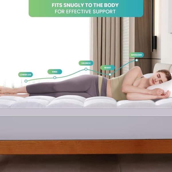 VALUXE Twin XL Mattress Topper Cooling Pillow Top Fitted Mattress Pad Cover Extra Thick Bed Topper Down Alternative Soft Mattress Protector for Back Pain Relief with 8-21 Inch Deep Pocket - Image 4