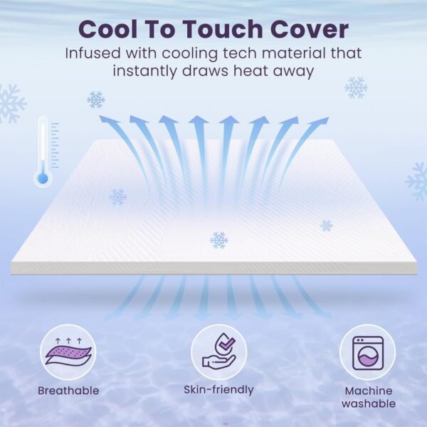 BDEUS 3 Inch Cooling Gel Memory Foam Mattress Topper for College Dorm, Ventilated High Density Pad for Pressure Relief, Bed Topper with Removable Cooling Touch Soft Cover, Twin XL Size - Image 2