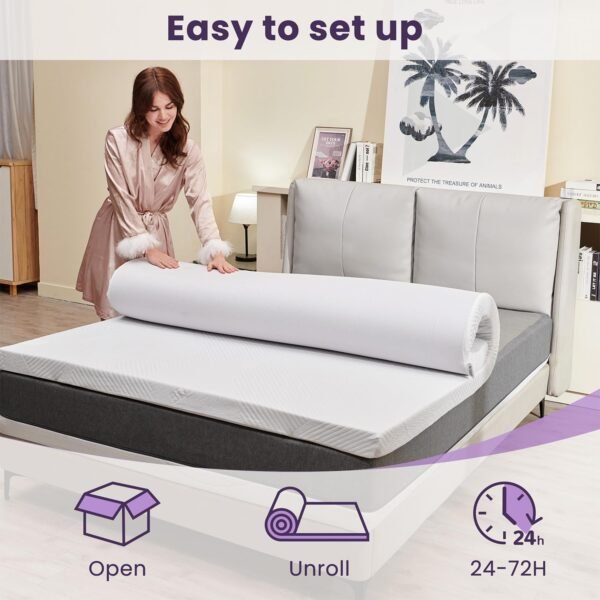 BDEUS 3 Inch Cooling Gel Memory Foam Mattress Topper for College Dorm, Ventilated High Density Pad for Pressure Relief, Bed Topper with Removable Cooling Touch Soft Cover, Twin XL Size - Image 8