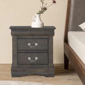 Small Nightstand, Wooden Storage Cabinet Bedside Storage End Table Accent Table for Home Small Spaces Living Room Bedroom College Dorm Fully Assembled Cherry 2 Drawers bedroom Wood (Dark Gray)