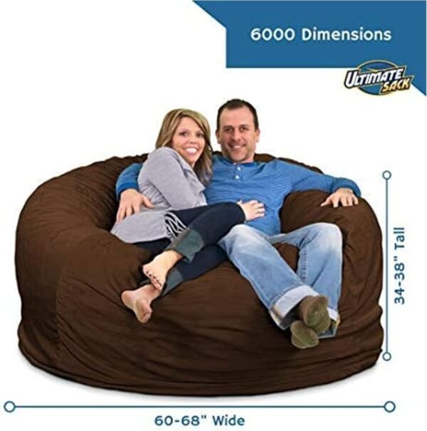 ULTIMATE SACK 6ft Bean Bag Chair, Oversize Bean Bag Chair for Adults, Comfy Chair Bean Bag Couch Lounge Sofa Loveseat Furniture | Black Suede - Image 3