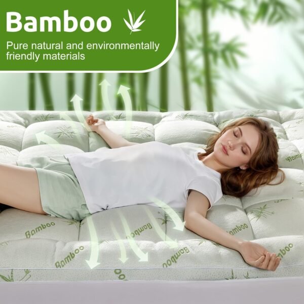 Shilucheng Cooling Bamboo_ Twin XL Mattress Topper, Extra Thick 1200 GSM Down Alternative Fill Washable, Soft Mattress pad for Back Pain, Bed Mattress Topper with 8-21" Deep Pocket(39"x80") - Image 3