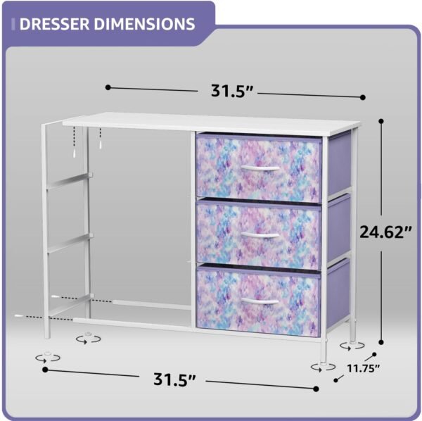 Sorbus Kids Dresser with 6 Drawers - Storage Chest Organizer Unit with Steel Frame, Wood Top & Handles, Tie-dye Fabric Bins for Clothes - Wide Furniture for Bedroom Hallway Kids Room Nursery & Closet - Image 4