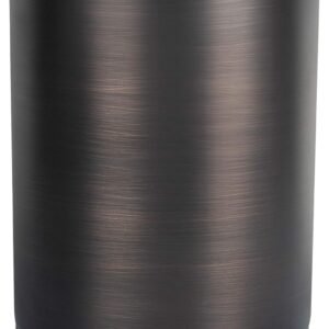 nu steel Salem Metal and Natural Wood Wastebasket, Small Round Plastic Vintage Trash Can for Bathroom, Bedroom, Dorm, College, Office, 8″ x 8″ x 11″, Oil Rubbed Bronze