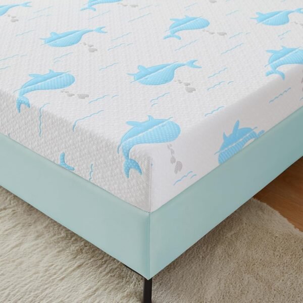 5 Inch Twin Memory Foam Mattress in a Box, Whales Pattern Medium Feel, CertiPUR-US