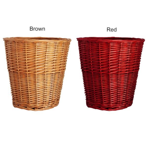 11 Woven Wicker Waste Basket,Round Woven Wicker Rattan Storage Basket,Large Wicker Storage Baskets Organizer Tote for Bedroom, Living Room, Bathroom - Image 8