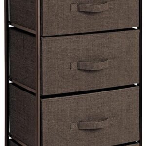 mDesign Tall Dresser Storage Tower Stand with 4 Removable Fabric Drawers – Steel Frame, Wood Top Organizer for Bedroom, Entryway, Closet – Lido Collection – Espresso Brown