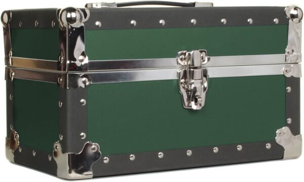 Summer Camp and College Dorm Mini Storage Trunk Organizer Keepsake Box Treasure Chest Footlocker Size 14"L x 8"H x 8"W Hunter Green
