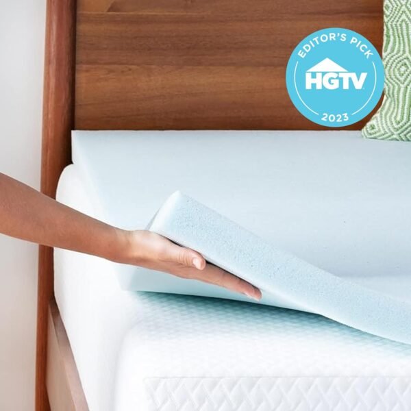 LINENSPA Memory Foam Mattress Topper - 2 Inch Gel Infused Memory Foam - Plush Feel - Cooling and Pressure Relieving - CertiPUR Certified - Dorm Room Essentials - Short Queen Size - Image 3
