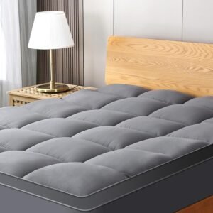 VALUXE Twin XL Mattress Topper Cooling Pillow Top Fitted Mattress Pad Cover Extra Thick Bed Topper Down Alternative Soft Mattress Protector for Back Pain Relief with 8-21 Inch Deep Pocket Grey