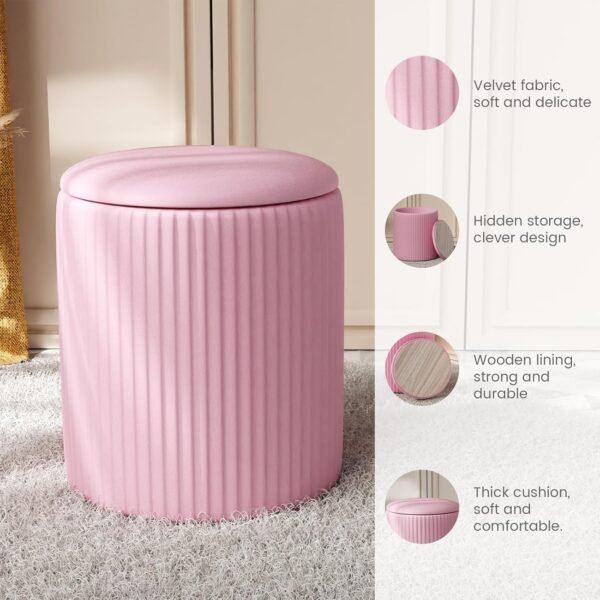 Office Chair,Pink Storage Makeup Stool,Mesh Computer Desk Chair,Home Office Chair Ergonomic Desk Chair Mesh Computer Chair(Pink) - Image 4