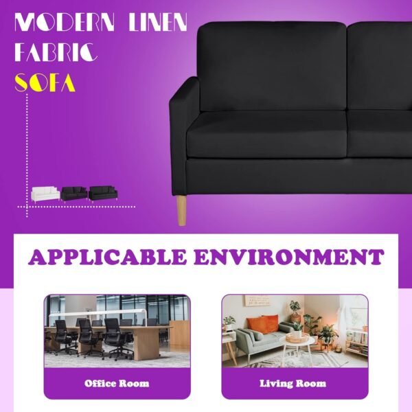 TYBOATLE 66" Sofa Couch,PU Leather Loveseat w/ 2 USB Charging Ports & Pillow,Modern Love Seats for Living Room,Small Couches for Small Spaces,Office,Bedroom(Black) (Black, 66" W) - Image 8