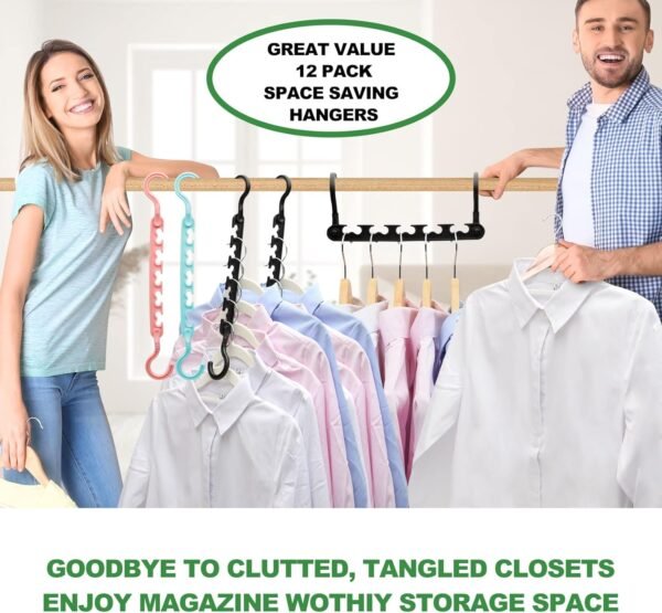 12-Pack-Closet-Organizers-and-Storage,Closet-Organizer-Hanger for Heavy Clothes,Sturdy Closet-Organization-and-Storage-Hangers-Space-Saving for Wardrobe,Dorm-Room-Essentials for College Students Girls - Image 7