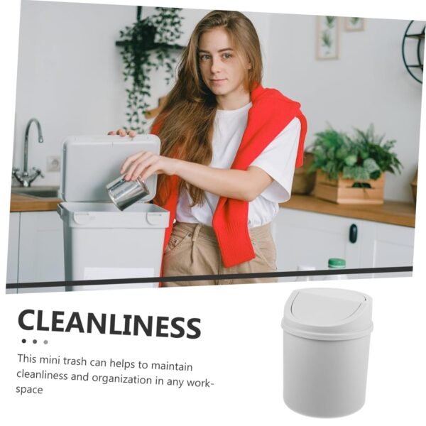 Desktop Trash Can with Lid Swing Top Garbage Bin for Home Office Dorm Bedroom Bathroom College Desk Wastebasket - Image 8