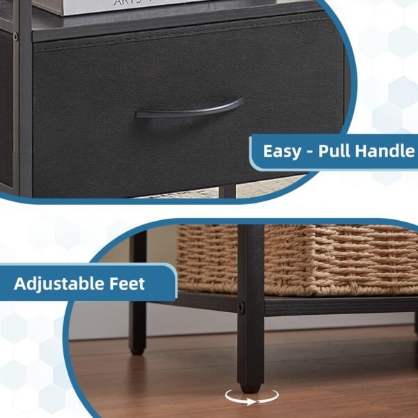 Somdot Black Nightstand with Charging Station and LED Light for Bedroom, Bedside Table End Table for Dorm Living Room Bedside Nursery Laundry Closet Entryway Hallway, Black - Image 8