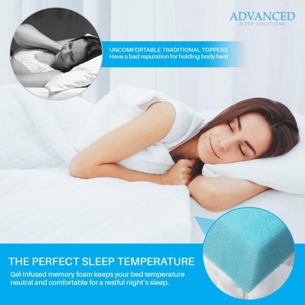 Gel Memory Foam Mattress Topper Twin Extra Long, Plush 2 Inch Thick, Premium Gel Infused Twin XL Memory Foam Mattress/Bed Topper/Pad for a Cool, and Comfortable Sleep. Made in The USA - Image 4