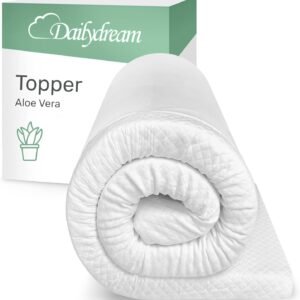 Dailydream viscoelastic Mattress Topper with Memory Foam, Edition Aloe Vera (Twin, Model M – 176 up to 220 lbs)