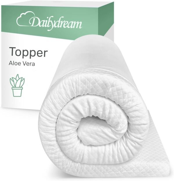 Dailydream viscoelastic Mattress Topper with Memory Foam, Edition Aloe Vera (Twin, Model M - 176 up to 220 lbs)