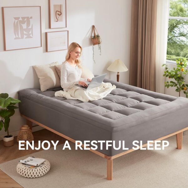 BDEUS Dual Layer 4 Inch Memory Foam Mattress Topper Twin Size, 2 Inch Gel Memory Foam Plus 2 Inch Down Alternative Quilted Pillow Top Mattress Pad Cover,Black - Image 7