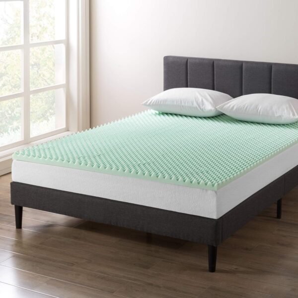 Best Price Mattress 2 Inch Egg Crate Memory Foam Mattress Topper with Calming Aloe Infusion, CertiPUR-US Certified, Twin XL,Green - Image 2