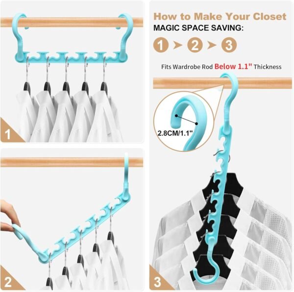 4 Pack College-Dorm-Room-Essentials for Girls,Closet-Organizers and Storage,Closet-Storage Plastic Clothes Hangers with 5 Holes Hangers Space Saving - Image 5