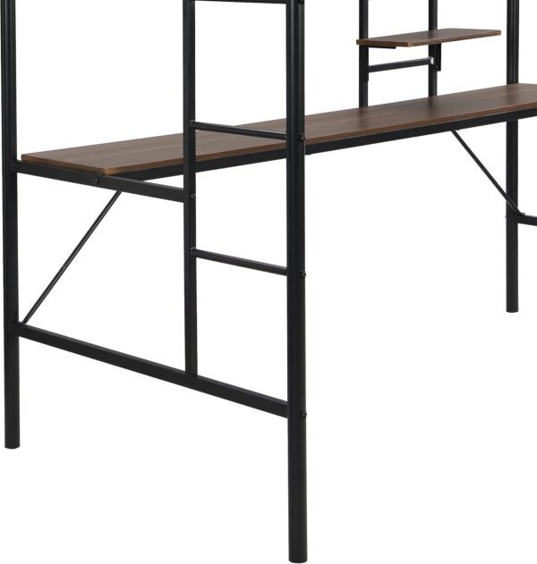 Twin Loft Bed with Desk,Metal Loft Bed with Desk with Storae Shelves,Metal Loft Bed Frame with Ladder & Guardrail for Teens Adults, Space-Saving, Noise Free,No Box Spring Required - Image 7